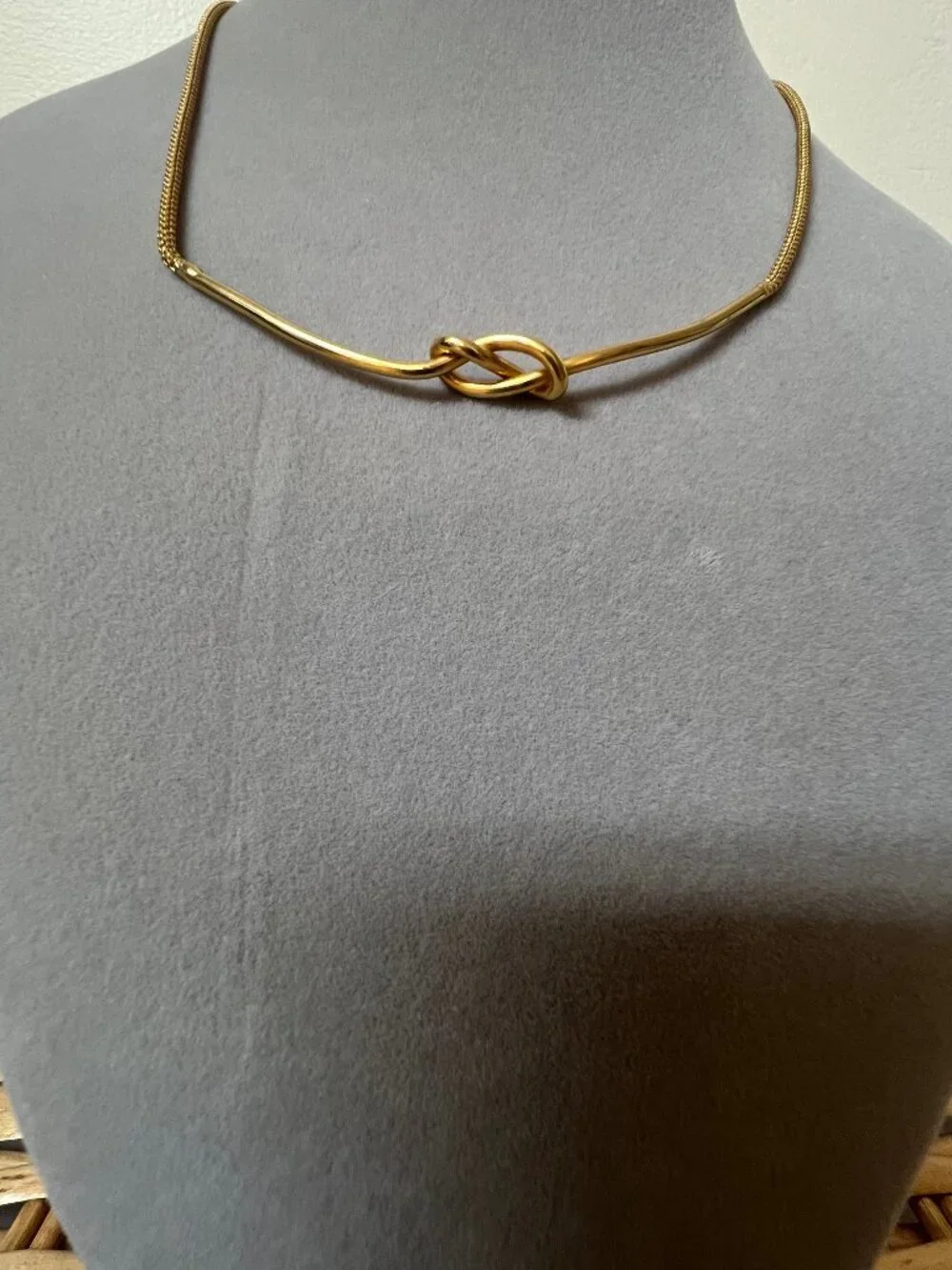12K Gold Filled Snake Chain Love Knot Necklace 14